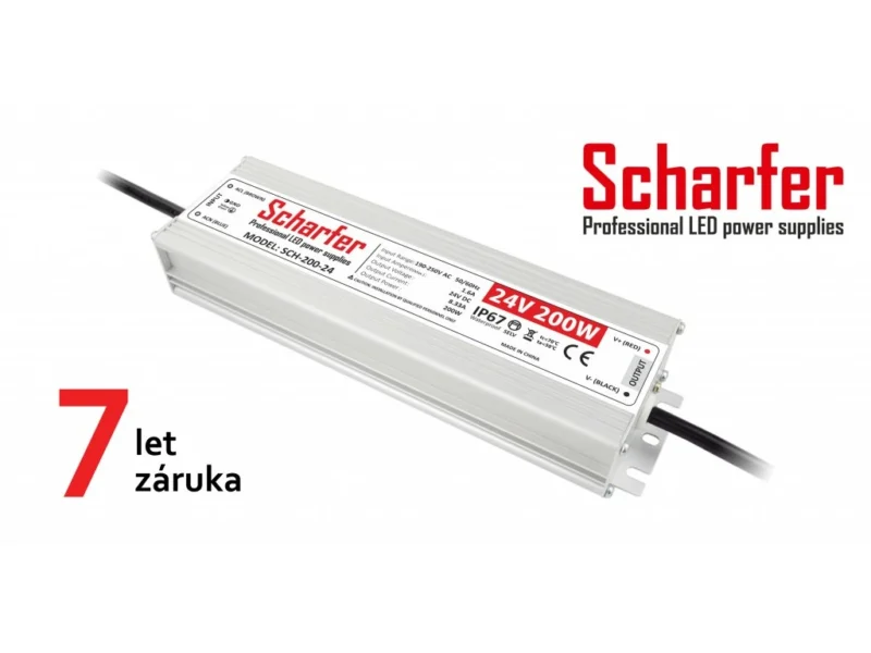 SCH-200-24 Scharfer profesionální napájecí zdroj 200W 24V 8,33A IP67