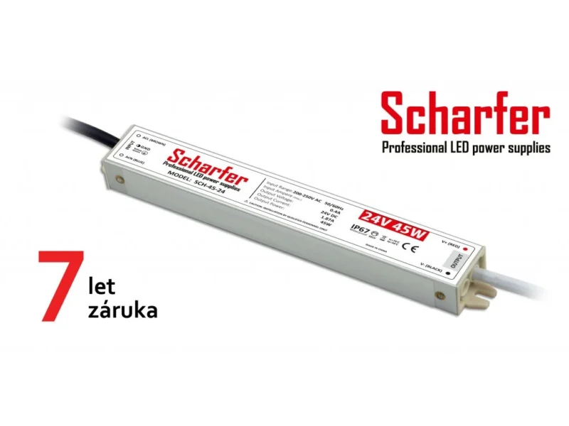 SCH-45-24 Scharfer profesionální napájecí zdroj 45W 24V 1,88A IP67